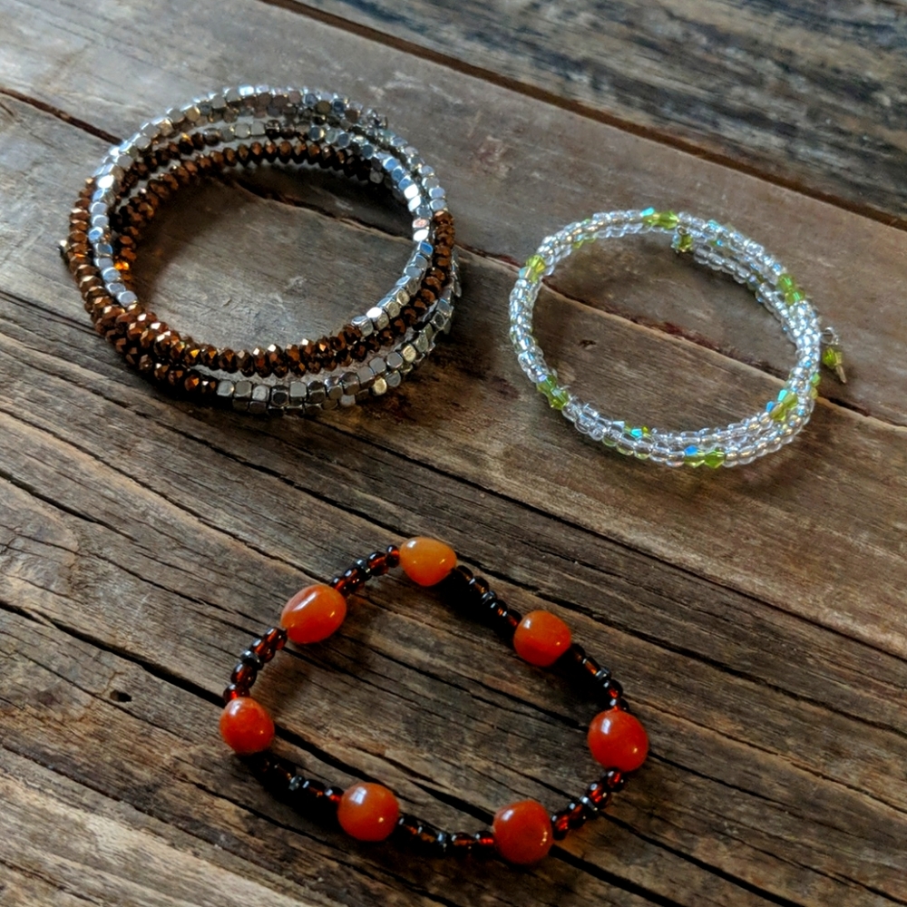 Earthbound Lot of three beaded bracelets